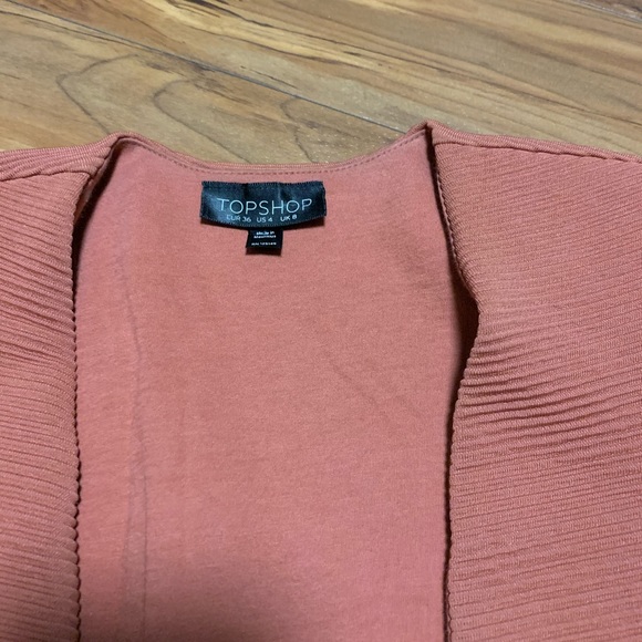 TOPSHOP Ribbed Blazer Jacket in Rust - Picture 2 of 3